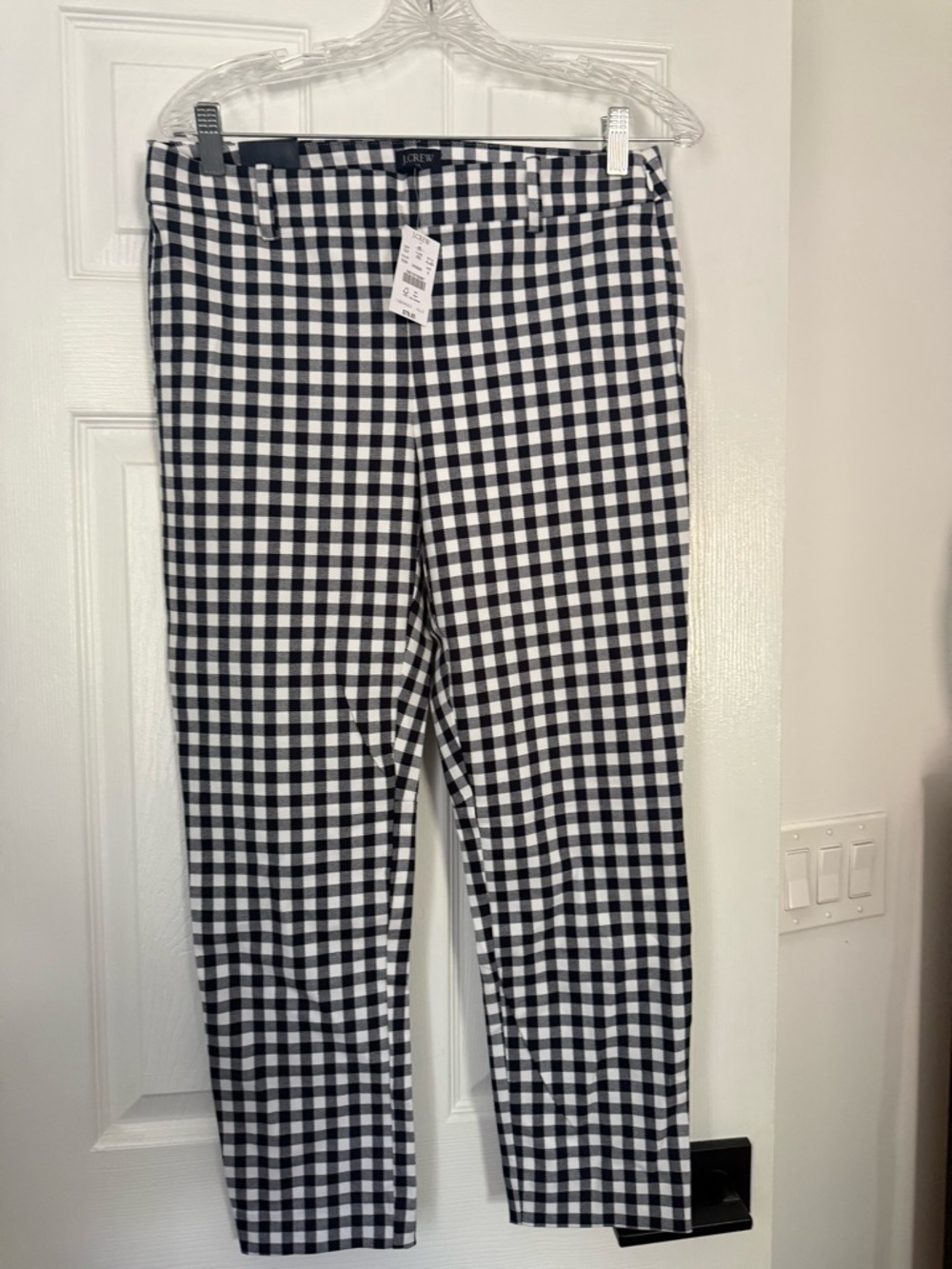 J.Crew Factory Blue & White Gingham Cropped Pants